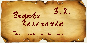 Branko Keserović vizit kartica